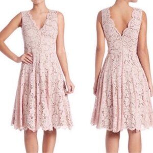 Vera Wang Dusty Pink Double V-Neckline Lace Knee Length Dress Size 2 Women's